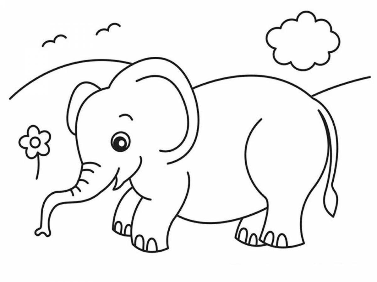 Раскраска и раскраска слона - векторная иллюстрация