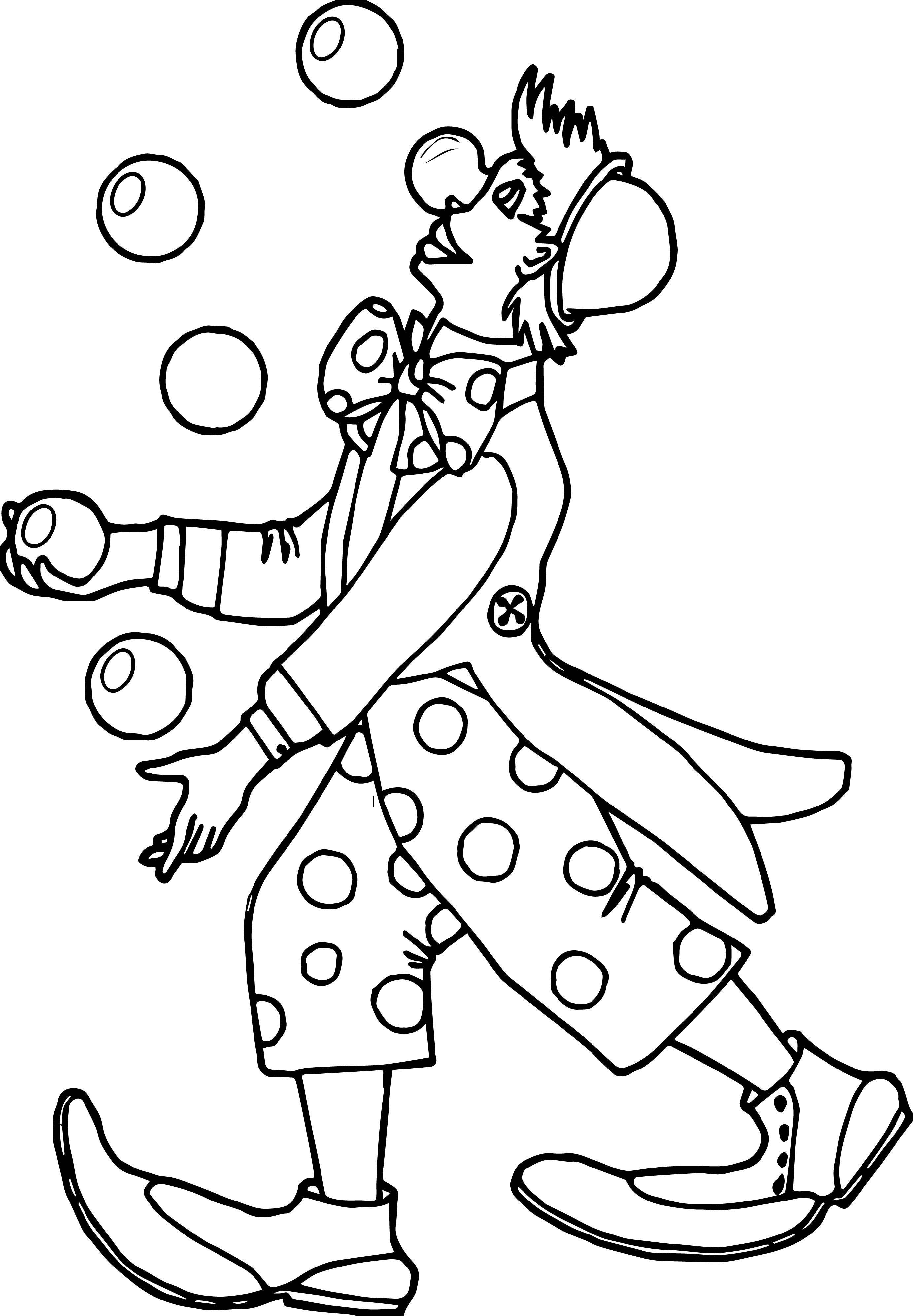 Девочка-жонглер на моноцикле. Раскраска на тему цирка
