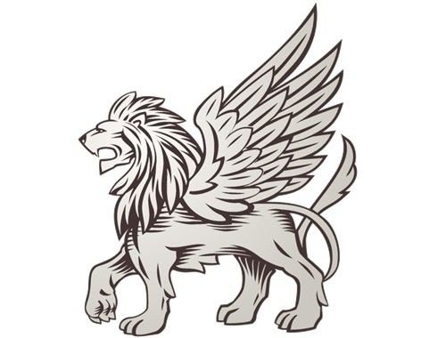 Лев с крыльями карандашом
