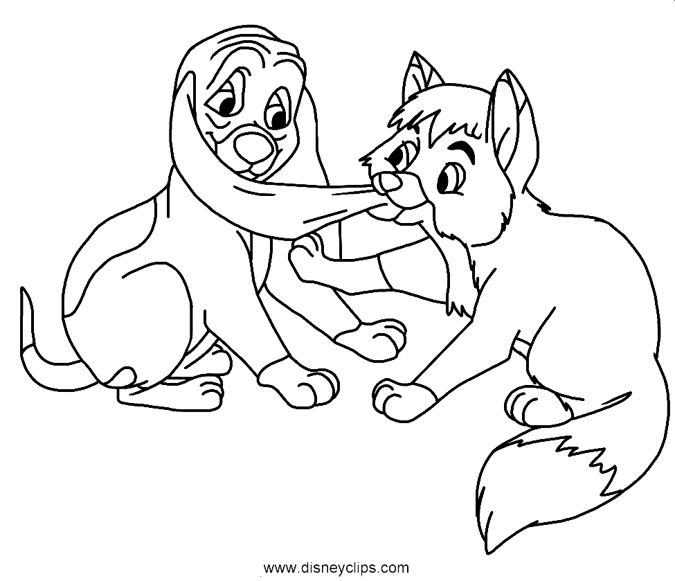 Раскраска Лис и пёс. Рисунок №11