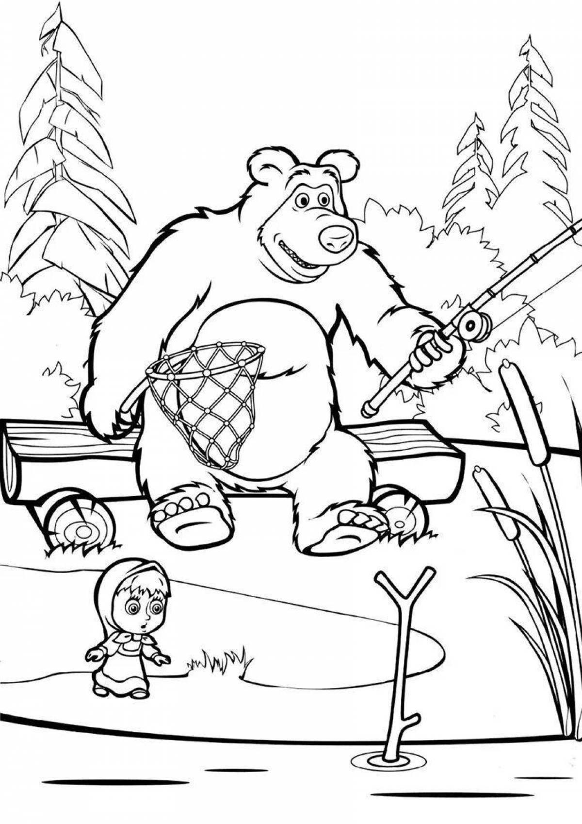 Раскраска Маша и Медведь - распечатать и скачать бесплатно