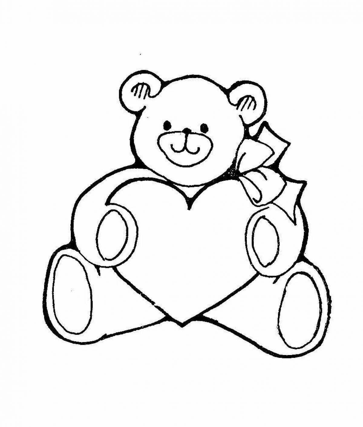 Раскраска Медвежонок Тедди с сердечком