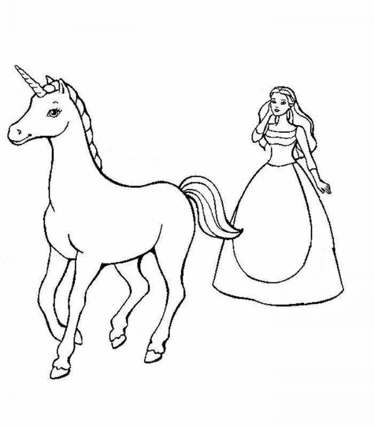 Раскраска принцесса на лошади
