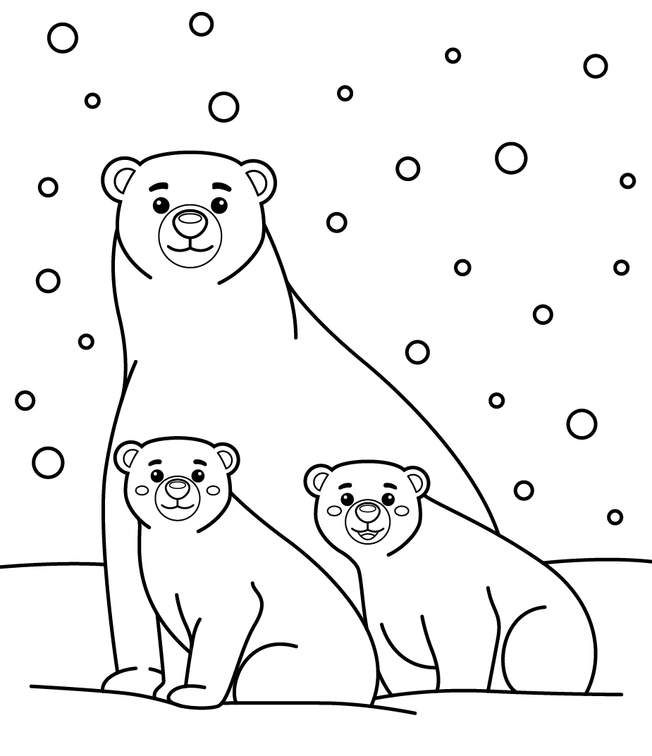 Раскраска медведица и медвежонок для детей