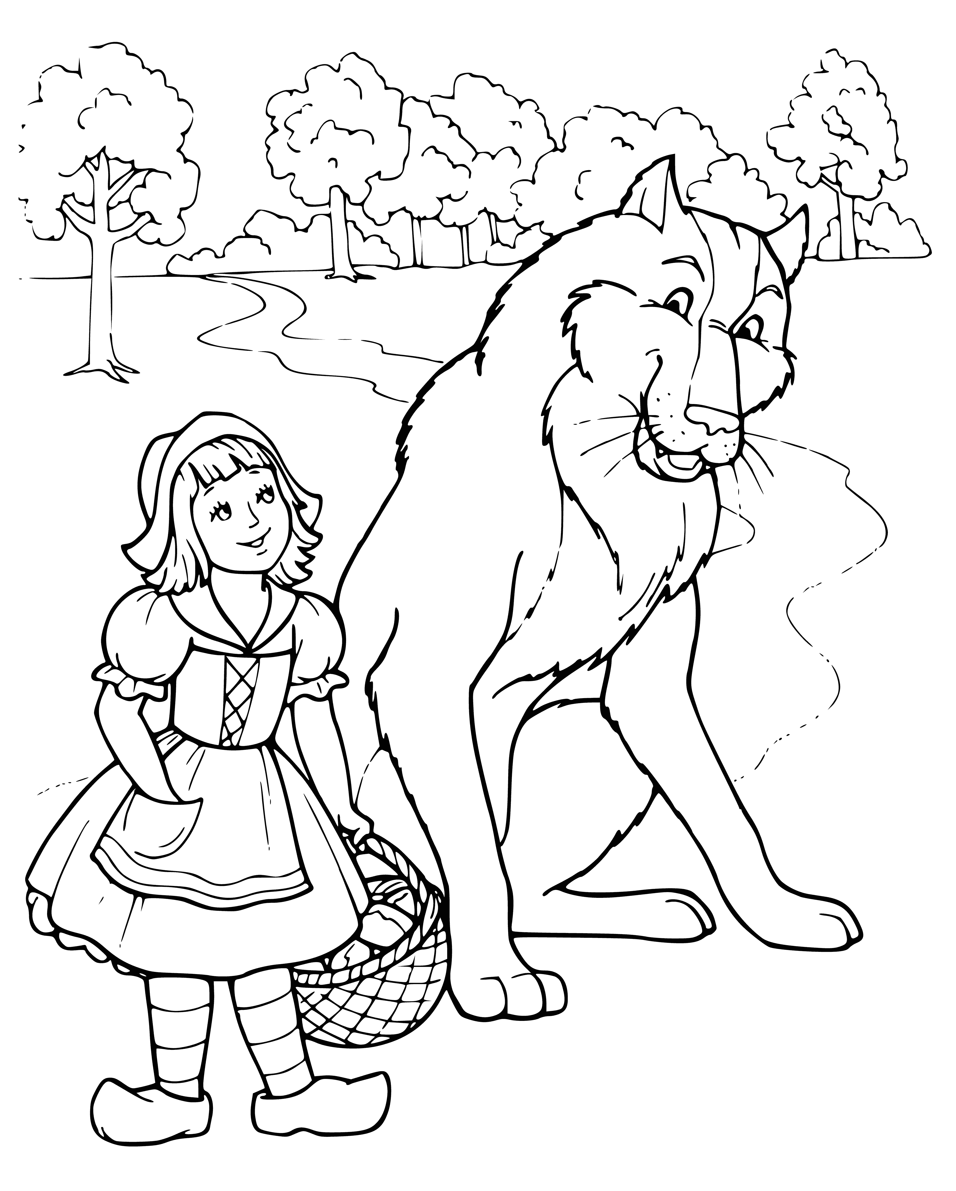 Раскраска Красная шапочка и серый волк