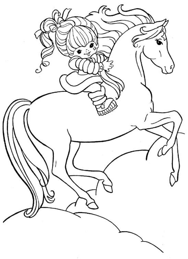 Раскраска Девушка на лошади распечатать или скачать