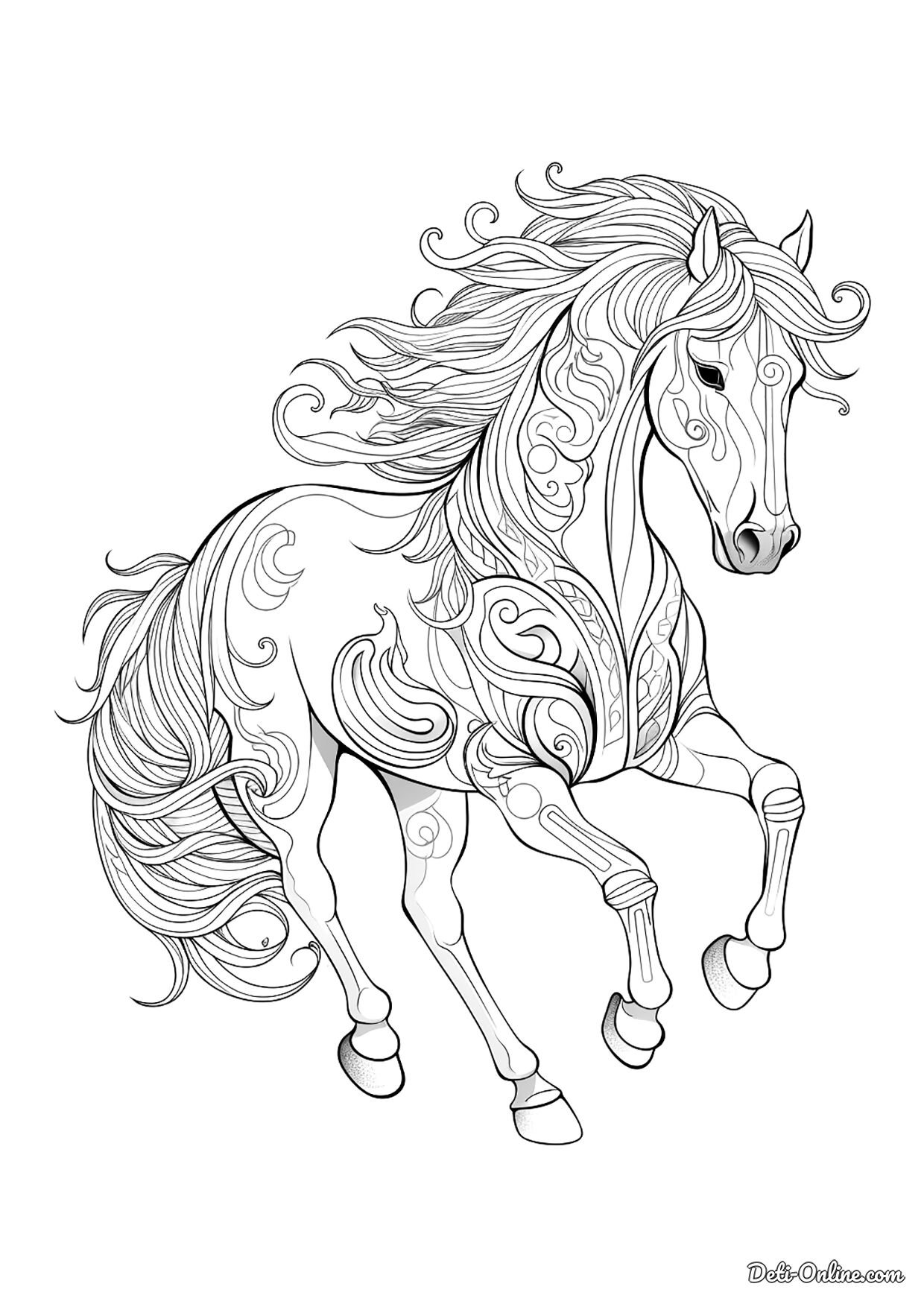 Раскраски лошади 🎨 распечатать бесплатно для девочек
