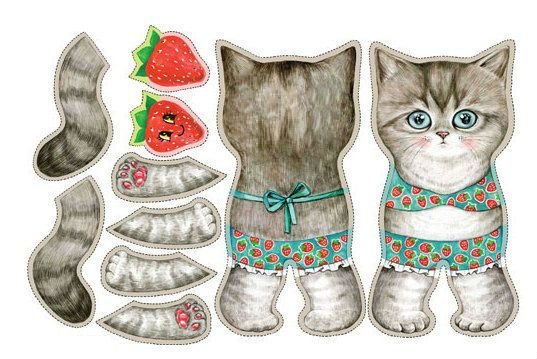 Бумажный котенок с одеждой