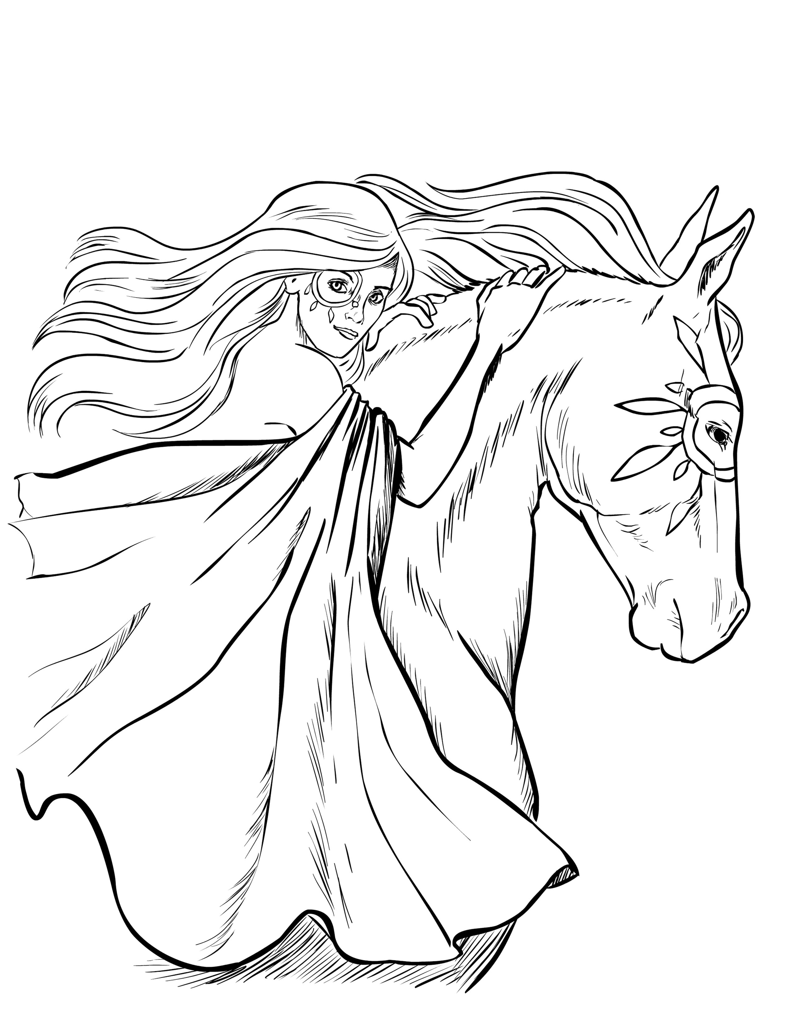 Раскраска Красивая лошадь - Бесплатнo Pаспечатать или Cкачать Oнлайн
