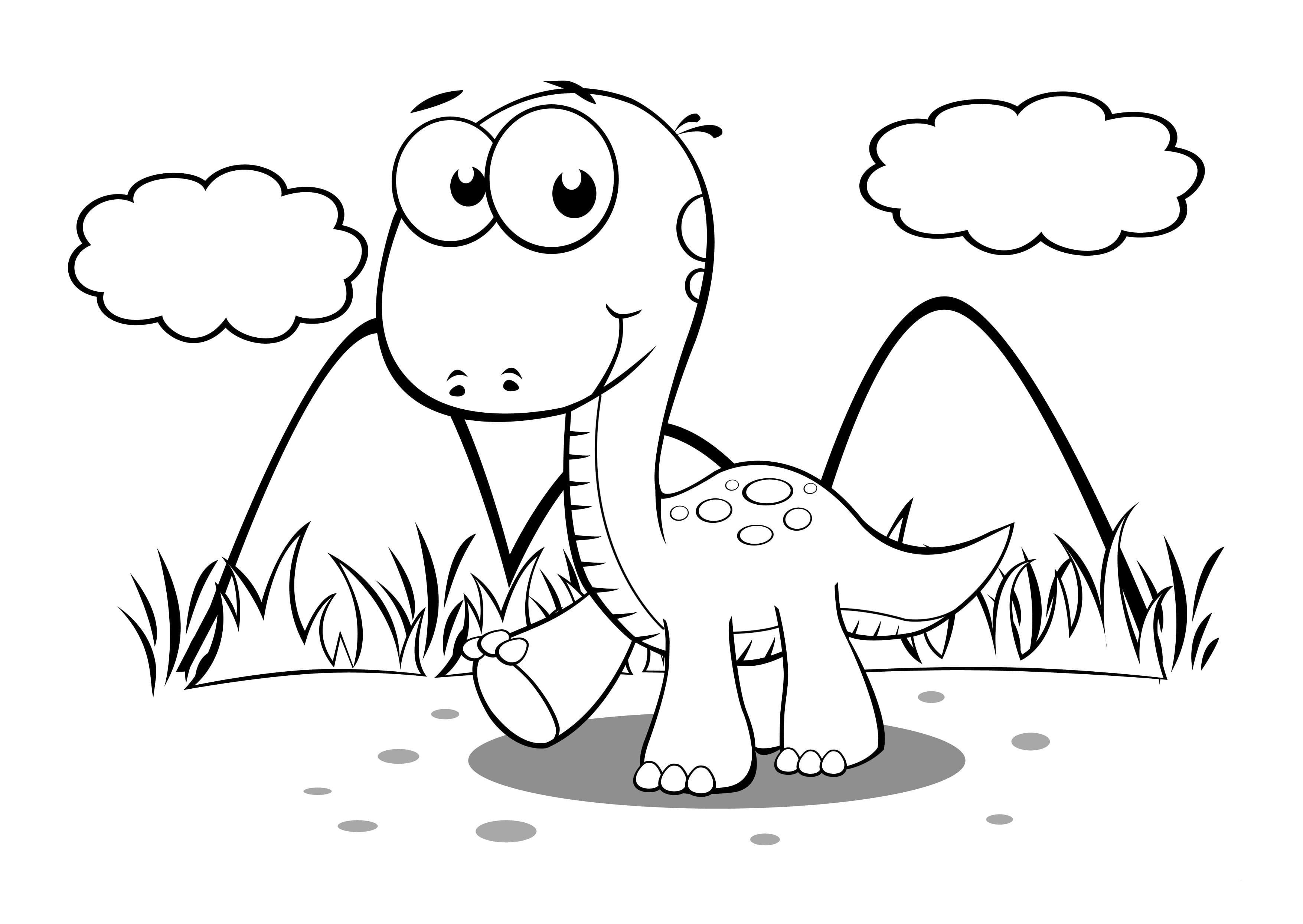 Динозавры - Распечатать раскраску для детей