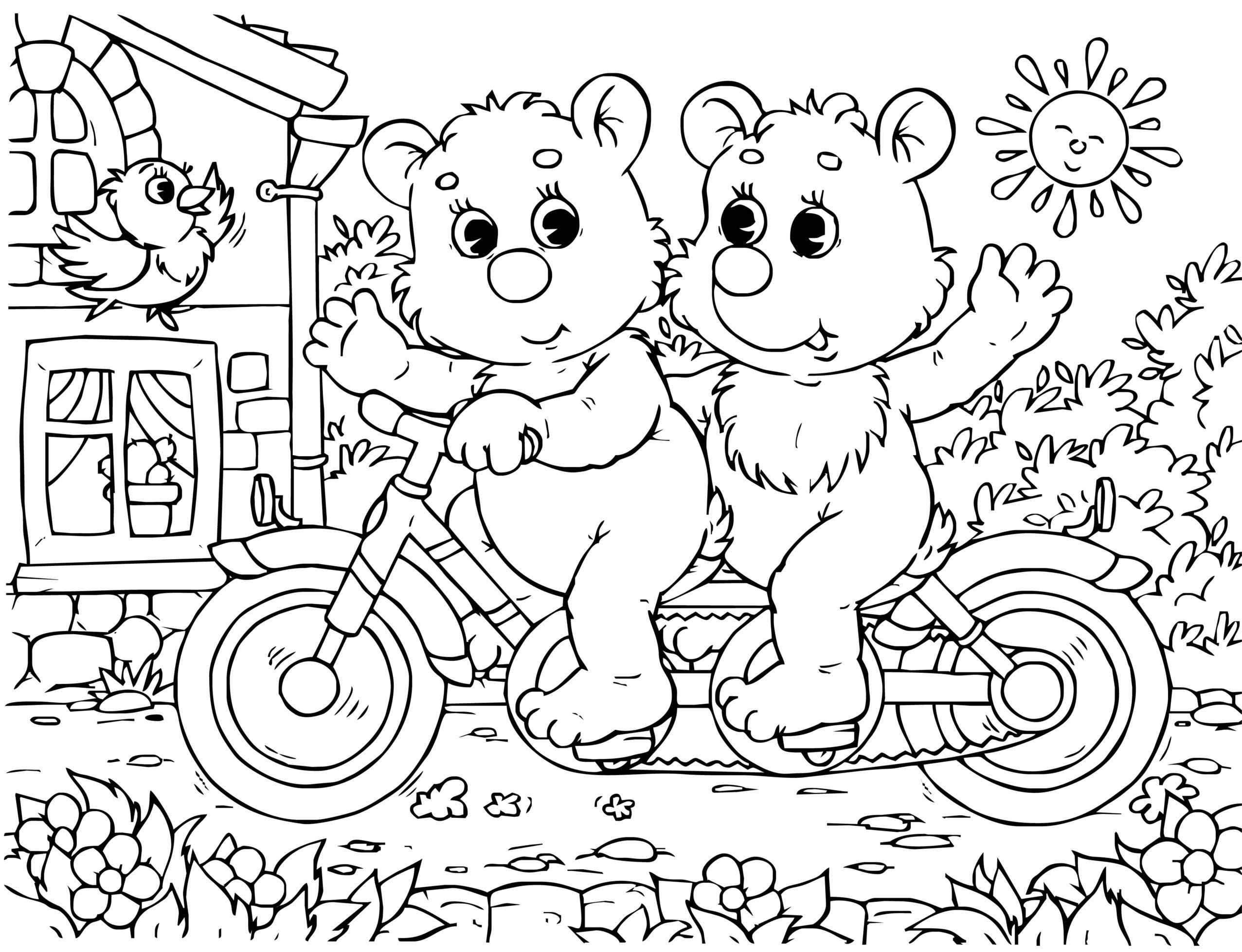 Мужик и медведь раскраска