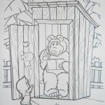 Медвежонок в домике разукрашка