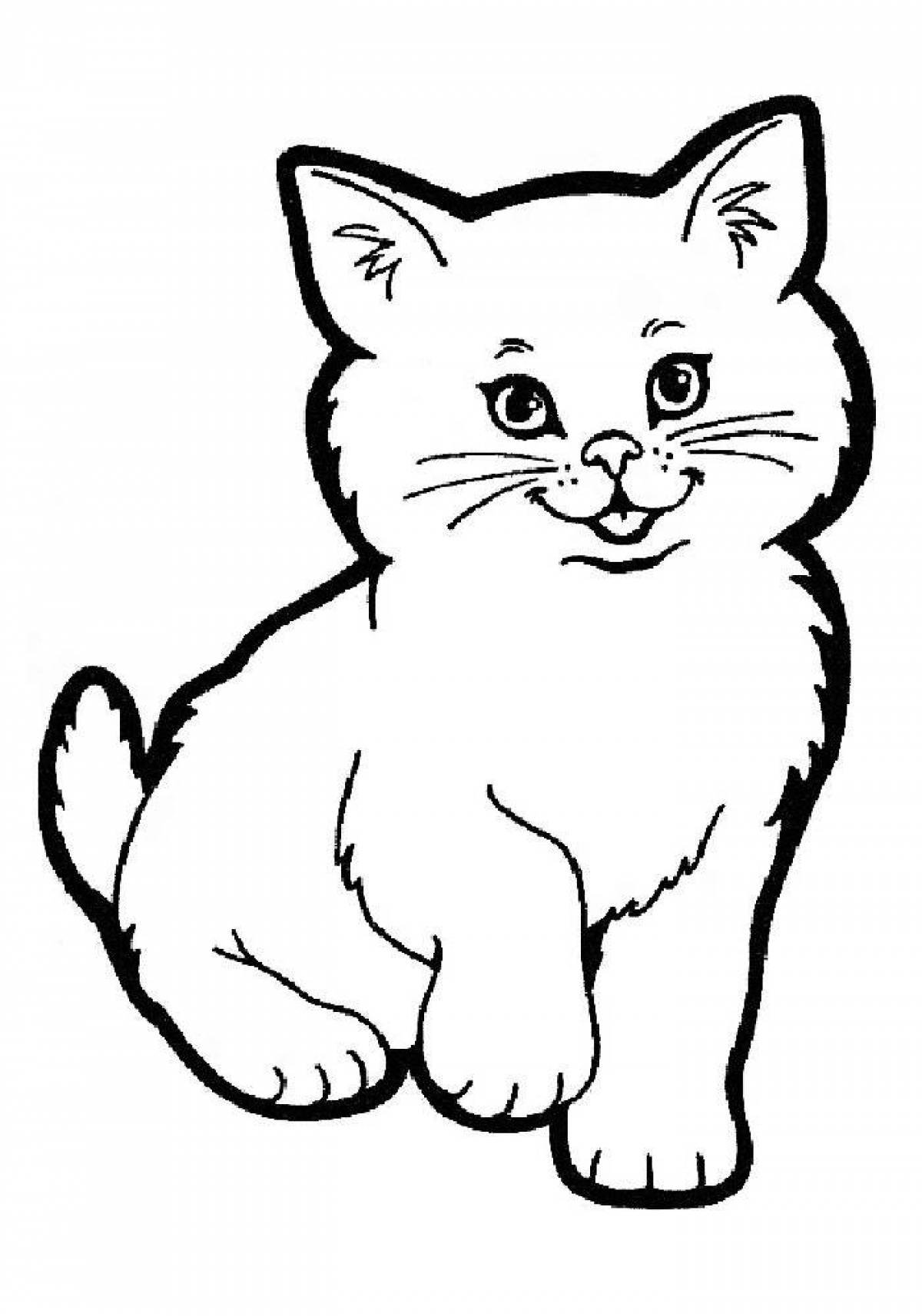 Кошка раскраска для детей - фото