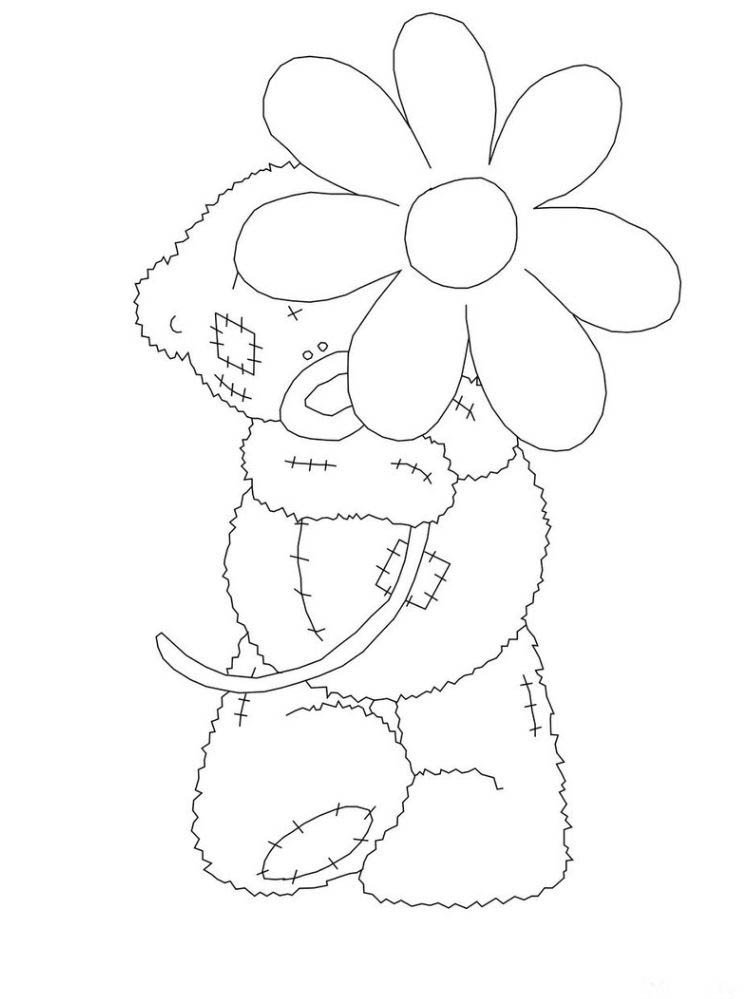 мишка с цветами рисунки