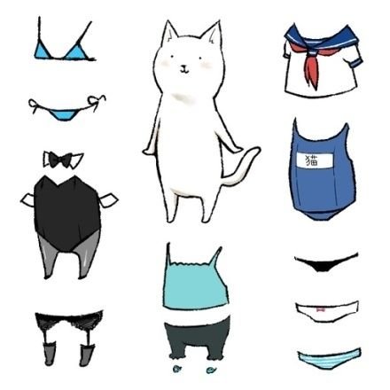 Котики с одеждой для вырезания