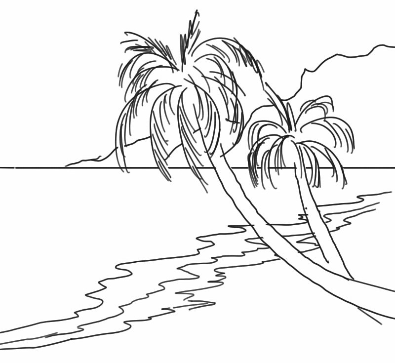 Тропический остров рисунок