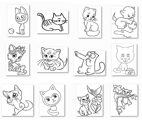 Раскраски котики маленькие