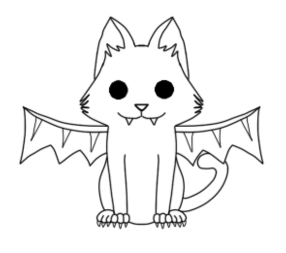 Котик вампир раскраска