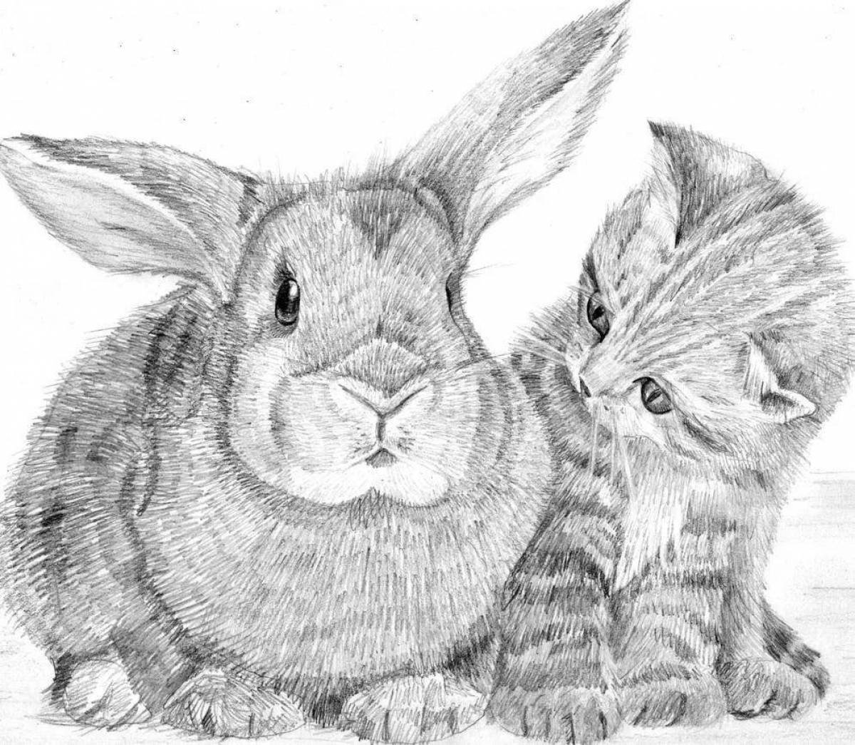 Раскраски котик и кролик (48 фото) » Картинки, раскраски и трафареты для  всех - Klev.CLUB
