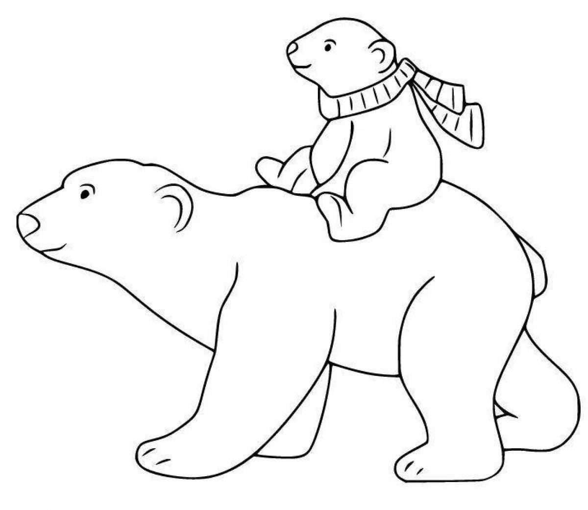 Белый медведь рисунок раскраска