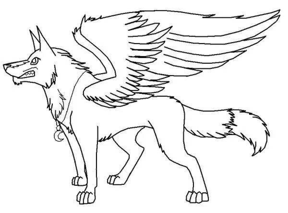 Рисунок волк с крыльями
