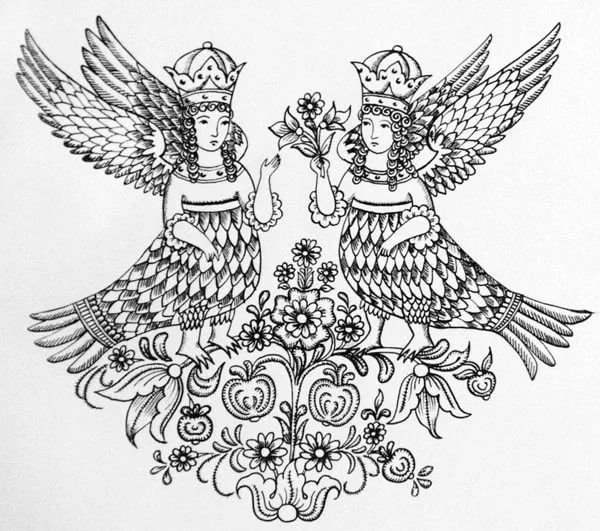 Сирин алконост Гамаюн вектор
