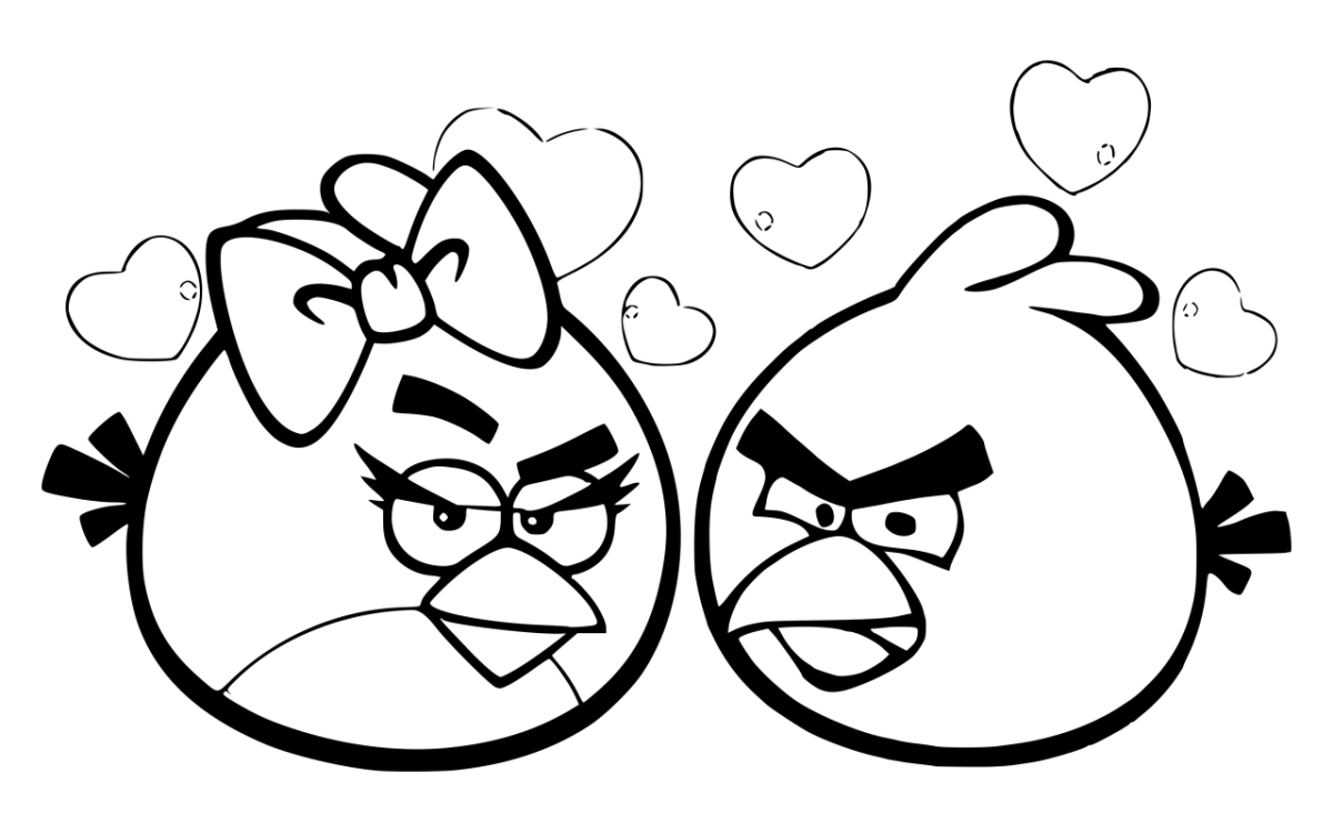 Раскраска птицы Angry Birds. Angry birds