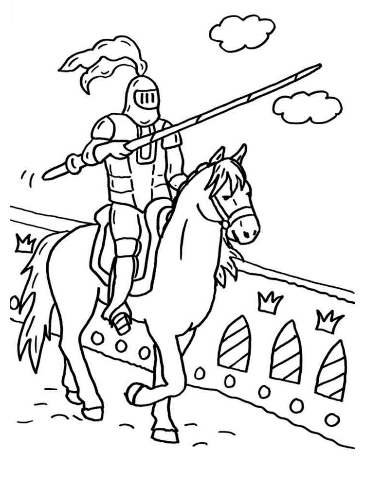 Раскраска Рыцари на коне
