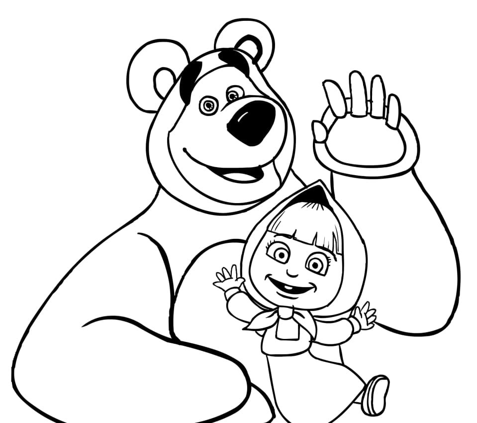 Раскраски Маша и Медведь распечатать и скачать бесплатно, картинки для раскрашивания