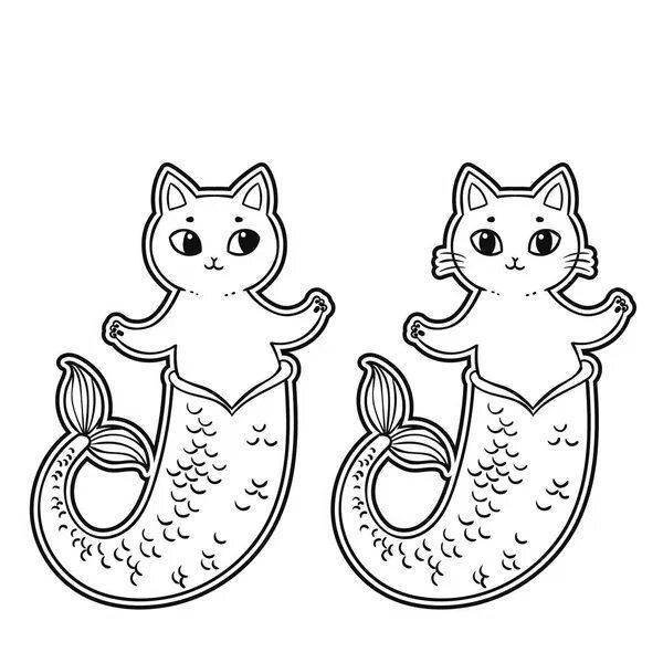 Котик Русалка раскраска