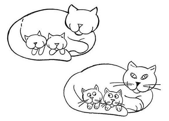 Кошка с котятами рисунок