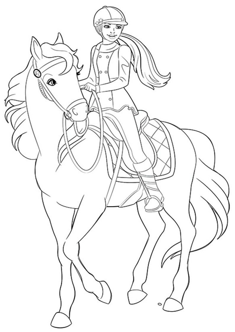 Раскраска Барби с лошадью