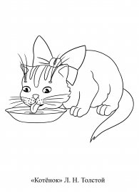 Кот лакает молоко раскраска