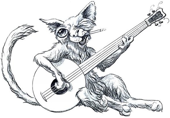 Кот с гитарой