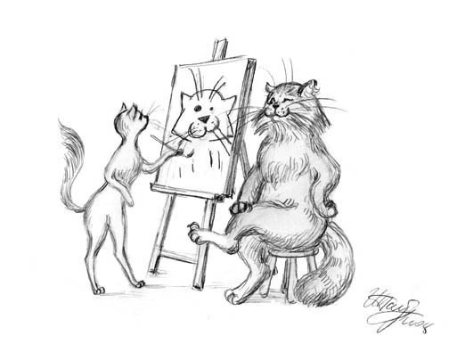 Раскраски кот художник (45 фото)