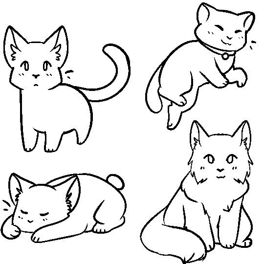 Раскраска много котиков