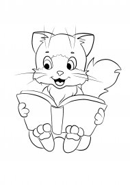 Раскраска кошка с книгой