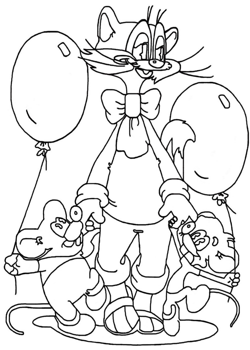 Раскраска Кот Леопольд и мыши