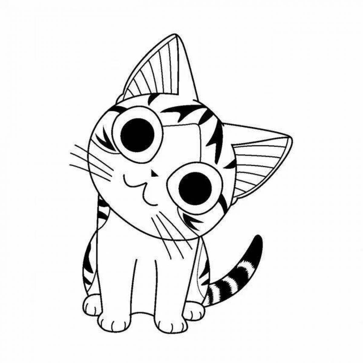Раскраска кошка аниме