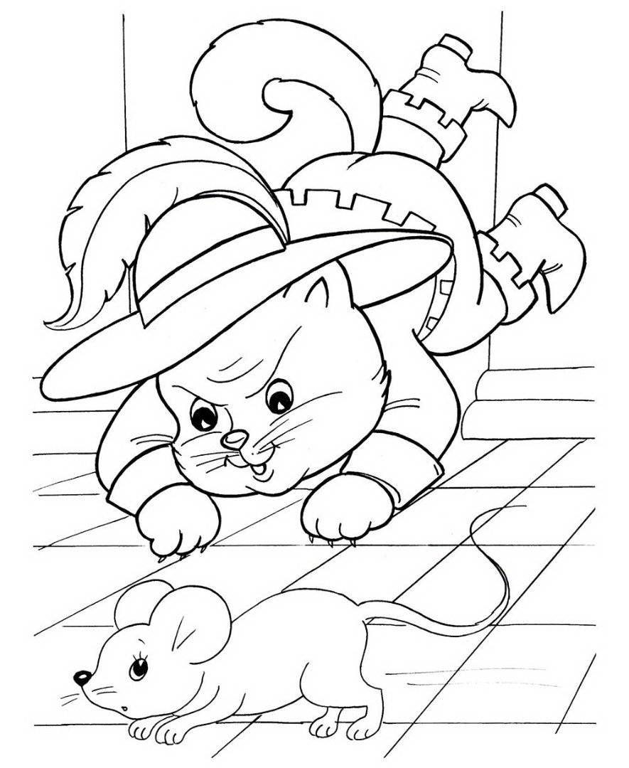 Иллюстрация раскраска к сказке кот в сапогах (45 фото) » Рисунки для срисовки и не только