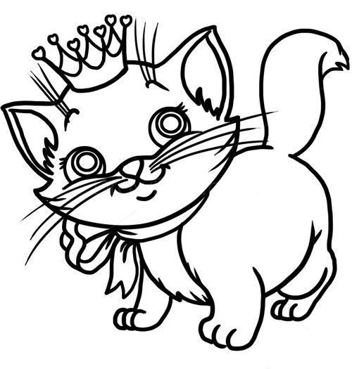 Котенок с короной раскраска
