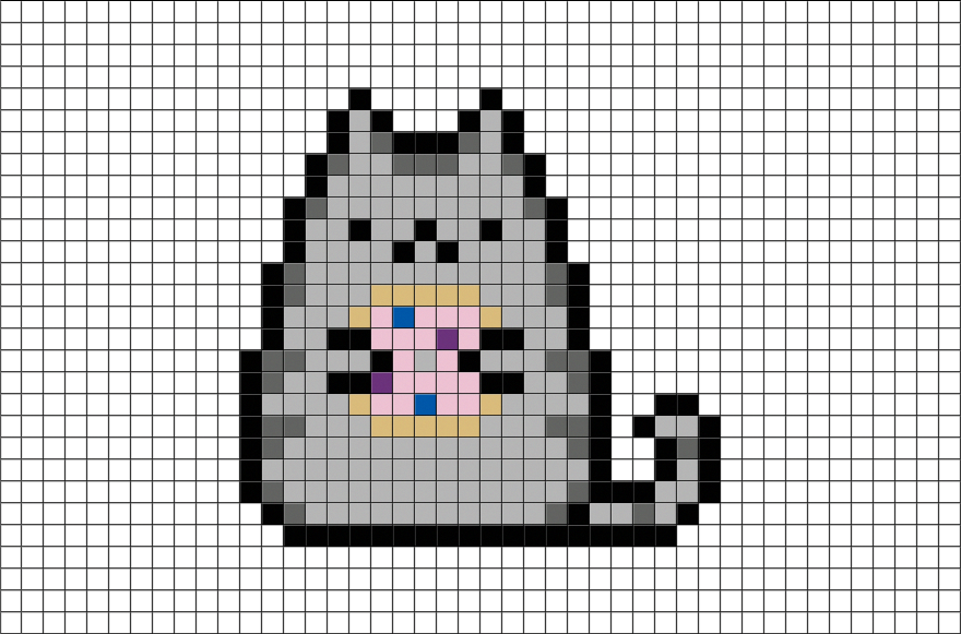 Раскраски кошка по клеточкам (46 фото)