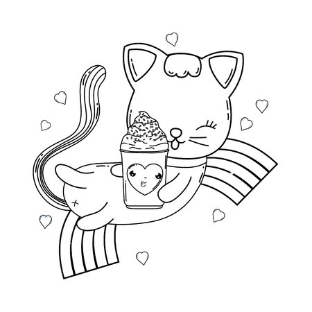 Раскраска котик с мороженым