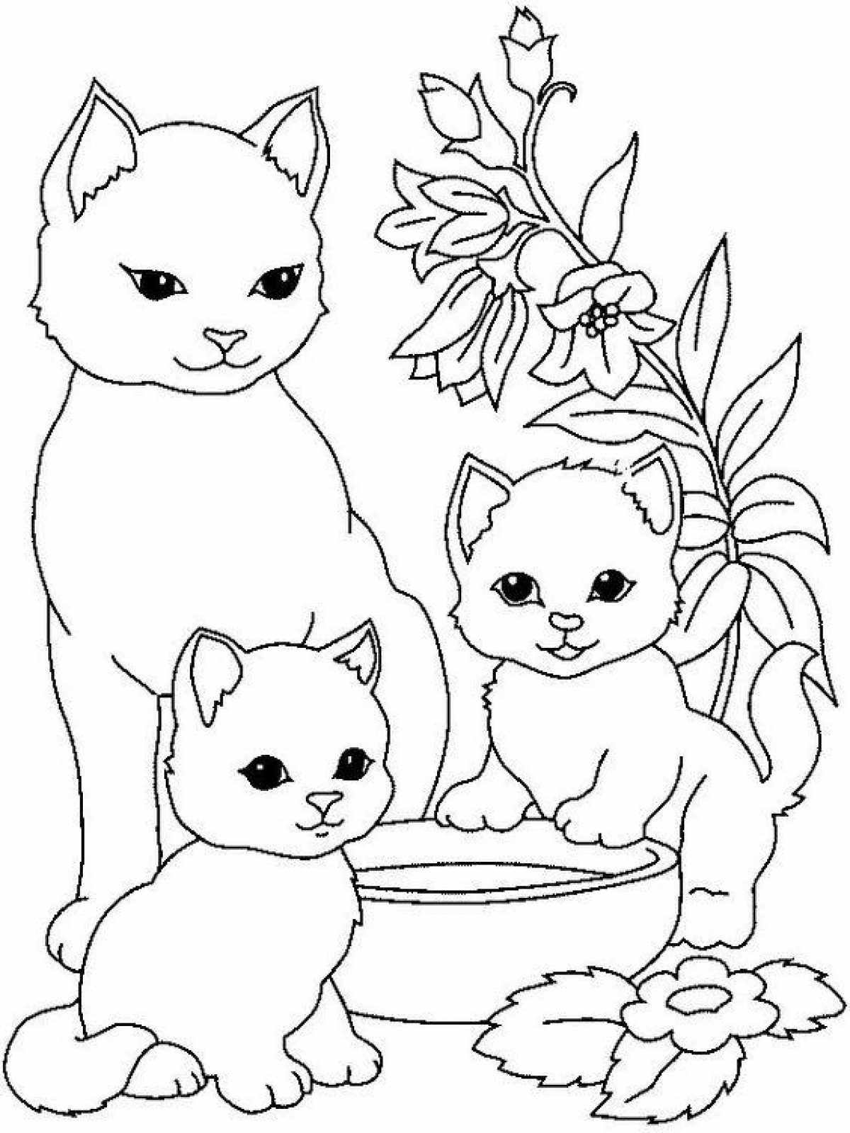Раскраски кота, кошки, котят