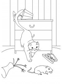 Кошка и мышка раскраска