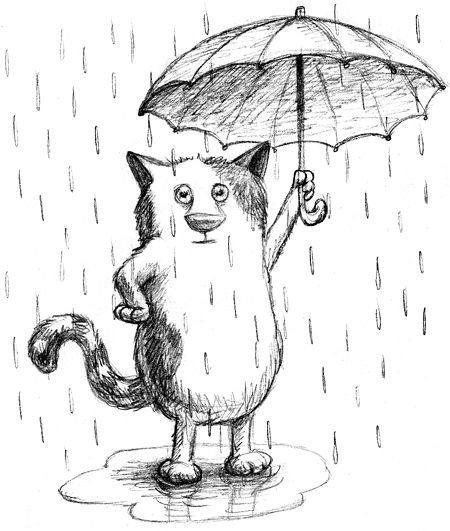 Кот с зонтиком