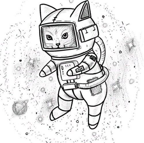 Кот космонавт раскраска