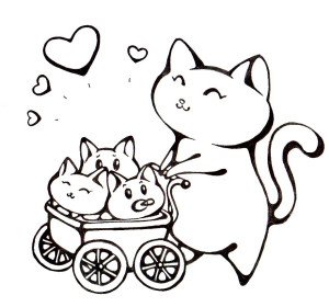 Котята с мамой раскраска