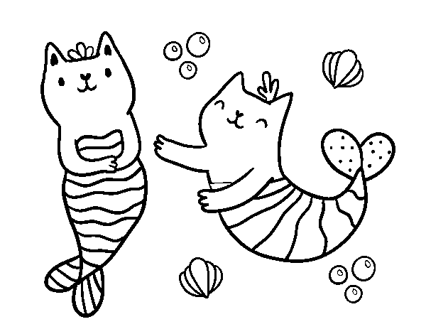 Кошка Русалка раскраска