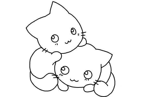 Котик раскраска аниме Чиби